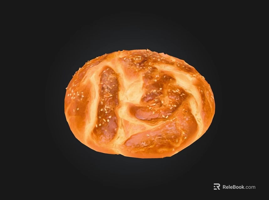 Freshly Baked Golden Brown Braided Bread With Sesame Seeds And Appetizing Texture 3d model 