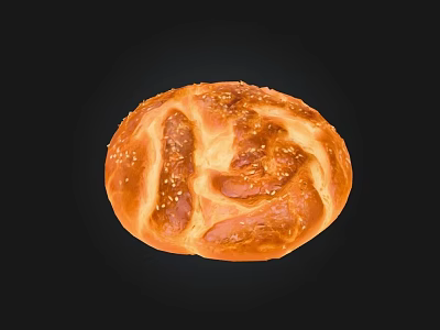 Freshly Baked Golden Brown Braided Bread With Sesame Seeds And Appetizing Texture 3d model
