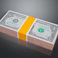 Everyday Essentials Stack of US Dollar Bills Bundled with Yellow Tape for Daily Use