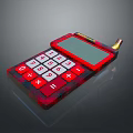 Red Calculator With Numeric Keypad Screen And Daily Use Calculation Functions 3d model