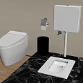 Modern Toilet Design Featuring Sitting Squat Models Trash Can Paper Holder Black Marble Countertop