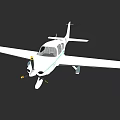 Small White Airplane With Green Stripes Single Engine Fixed Wing
