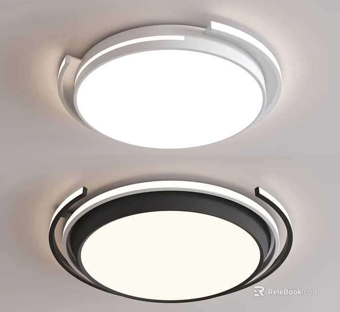 Modern Round Ceiling Light with White and Black Frame for Indoor Lighting Design 3d model