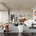 Middle Ancient Living Room Sofa Combination Coffee Table Carpet Leisure Sofa 3d model