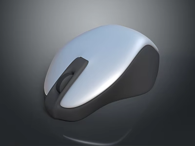 White And Black Mouse On Dark Background With Shiny Surface 3d model