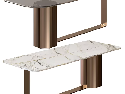 Modern Dining Table With White Marble Top And Brass Metal Legs Minimalist Design 3d model