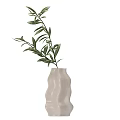 Modern Decorative Ornaments Set With Various Shaped Vases Green Plants And Dried Flowers