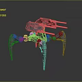 Futuristic Mechanical Spider With Metal Legs And Twin Cannon Structure 3d model