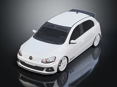 White Volkswagen Sedan With Spoiler LAKIN CAR AUDIO System And White Alloy Wheels 3d model