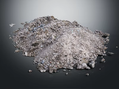 Large Pile of Crushed Stones With Various Sizes And Textures 3d model