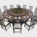 Elegant Round Dining Table Set With Matching Chairs Decorative Centerpiece And Tableware 3d model