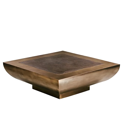 Modern Brass Square Coffee Table With Dark Top And Sleek Minimalist Design 3d model