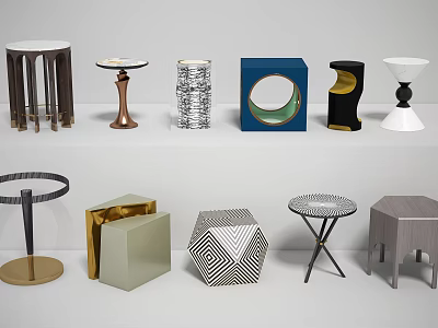Stylish Contemporary Side Tables With Various Shapes And Material Bases For Modern Spaces 3d model