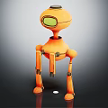 Orange Robot Character With Round Head Green Screen And Mechanical Limbs 3d model