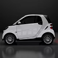 White Compact Two Door Car With Modern Design And Black Wheels 3d model