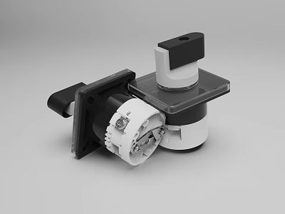 Mechanical Component Featuring Black White Parts Gear Mechanism And Square Base 3d model