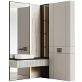 Elegant Modern Wash Basin Design with Wooden Cabinet Marble Backdrop and Mirror Lighting