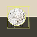 Round Marble Texture Plate With Black Stand And Dried Twigs Decorative Ornament Set