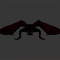 Red And Black Mythical Dragon With Lava Textured Wings And Horns