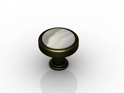 Round Cabinet Knob with Brass Base and White Top for Furniture Drawers Classic Design Accessory 3d model