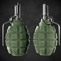 Two Green Hand Grenades Weapon With Metal Pins And Textured Surface