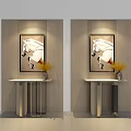 Modern Console Table Design With Wall Art Vase And Ambient Lighting 3d model