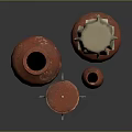 Decorative Red Pottery Jars With Lid Various Sizes And Metal Stand