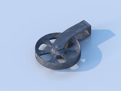 Sturdy Gray Metal Pulley With Wheel And Bracket For Mechanical Industrial Use 3d model
