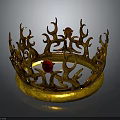 Exquisite Golden Crown Accessory With Red Gemstone And Intricate Decorative Patterns 3d model
