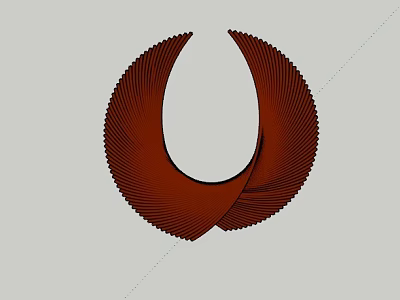 Modern Red Abstract Sculpture with Layered Leaf Like Ring Design 3d model