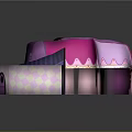 Pink Purple Cartoon Scene With Carousel Structure Mirrors Curtains And Pony
