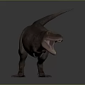 Realistic 3D Dinosaur Model With Open Mouth And Reddish Brown Skin Texture