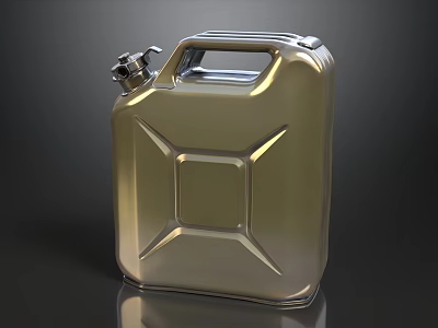 Shiny Silver Metal Jerry Can With Reflective Surface And Secure Cap Design 3d model