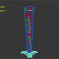 Modern Red And Silver Tall Vase With Geometric Patterns And Stable Base