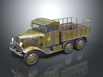 Vintage Classic Truck With Rustic Metal Body Open Flatbed And Retro Wheels 3d model