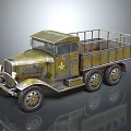 Vintage Classic Truck With Rustic Metal Body Open Flatbed And Retro Wheels