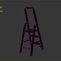 Blue Green And Brown Metal Step Ladder With Sturdy Design And Foldable Structure