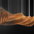 Modern Chandelier Creative Gradient Rotating Solid Wood Modeling Chandelier Restaurant Art Chandelier Creative Wood Rotating Large Chandelier Hall Lobby Chandelier 3d model