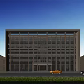 Aerial Planning for Modern Building With Large Glass Windows Light Stone Facade And Landscaping