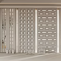 Modern White Partition With Geometric Hollowed Design For Interior Decor 3d model