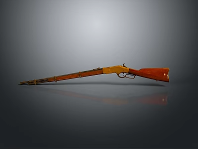 Vintage Rifle With Wooden Stock And Metal Barrel On Gray Background With Reflection 3d model