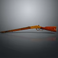 Vintage Rifle With Wooden Stock And Metal Barrel On Gray Background With Reflection