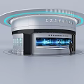 Modern Technology Exhibition Booth With Circular LED Light Strip And Interactive Digital Screen 3d model