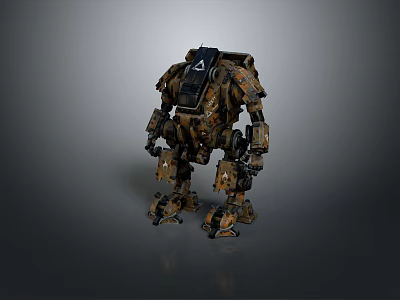 Detailed Sci-Fi Mech Robot Game Movie Character With Rustic Orange Armored Mechanical Structure 3d model