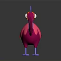 Vibrant Cartoon Game Movie Character With Pink Body Blue Comb Colorful Tail And Big Eyes