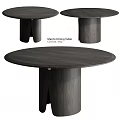 Manto Dark Gray Concrete Office Desk With Round Tabletop And Minimalist Legs