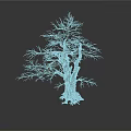 Dry Dead Tree Structure With Thick Trunk And Spreading Branches On White Background 3d model