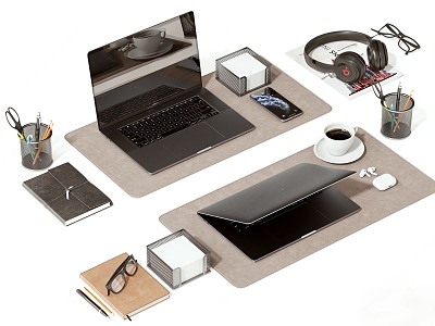 Modern Laptop Computer Mobile Phone Headset Mobile Hard Drive Glasses 3d model