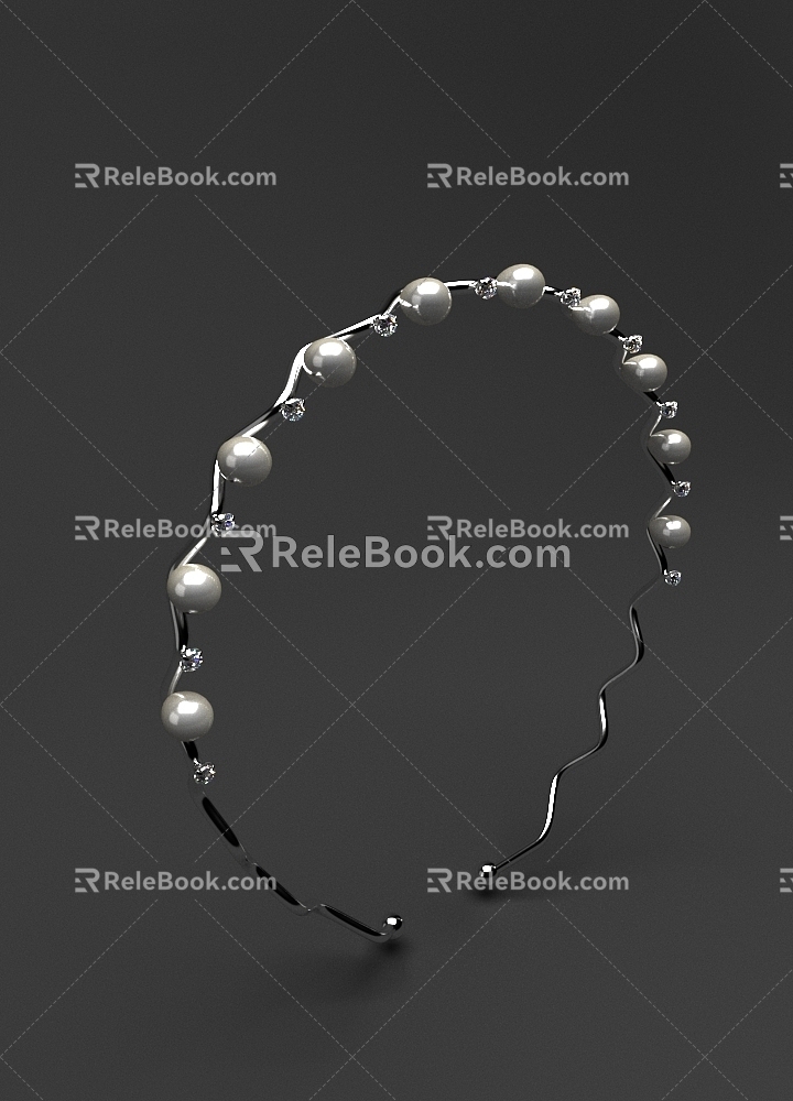 Modern hairband hairband pearl diamond hairband jewelry ornaments 3d model