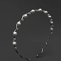 Elegant Decorative Headpiece With Pearl Beads Crystal Accents And Silver Wave Frame